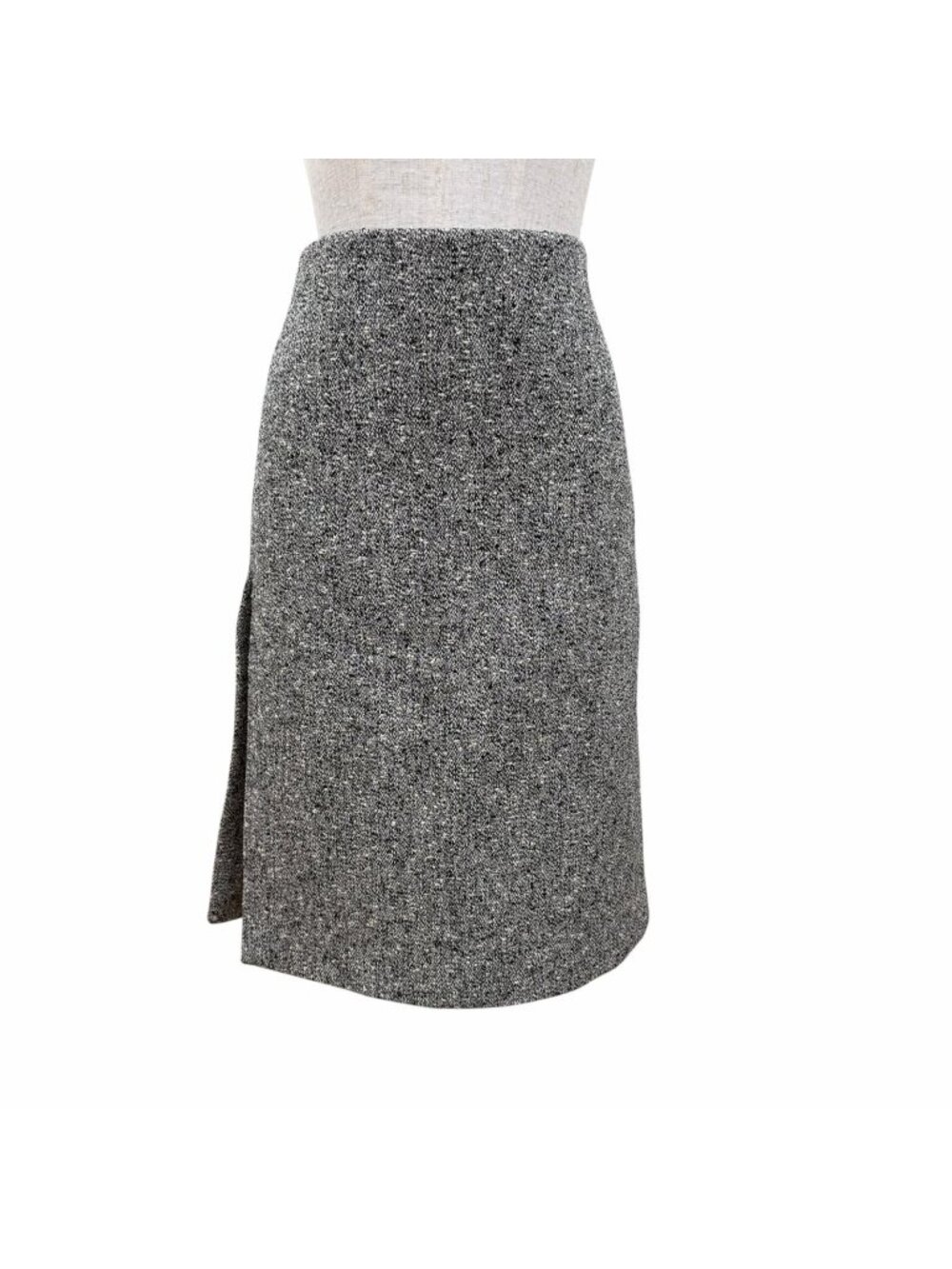 Gucci Side Slit Tweed Skirt Pencil Gray 40